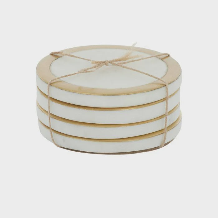 Circa Set/4 Marble Brass Coasters