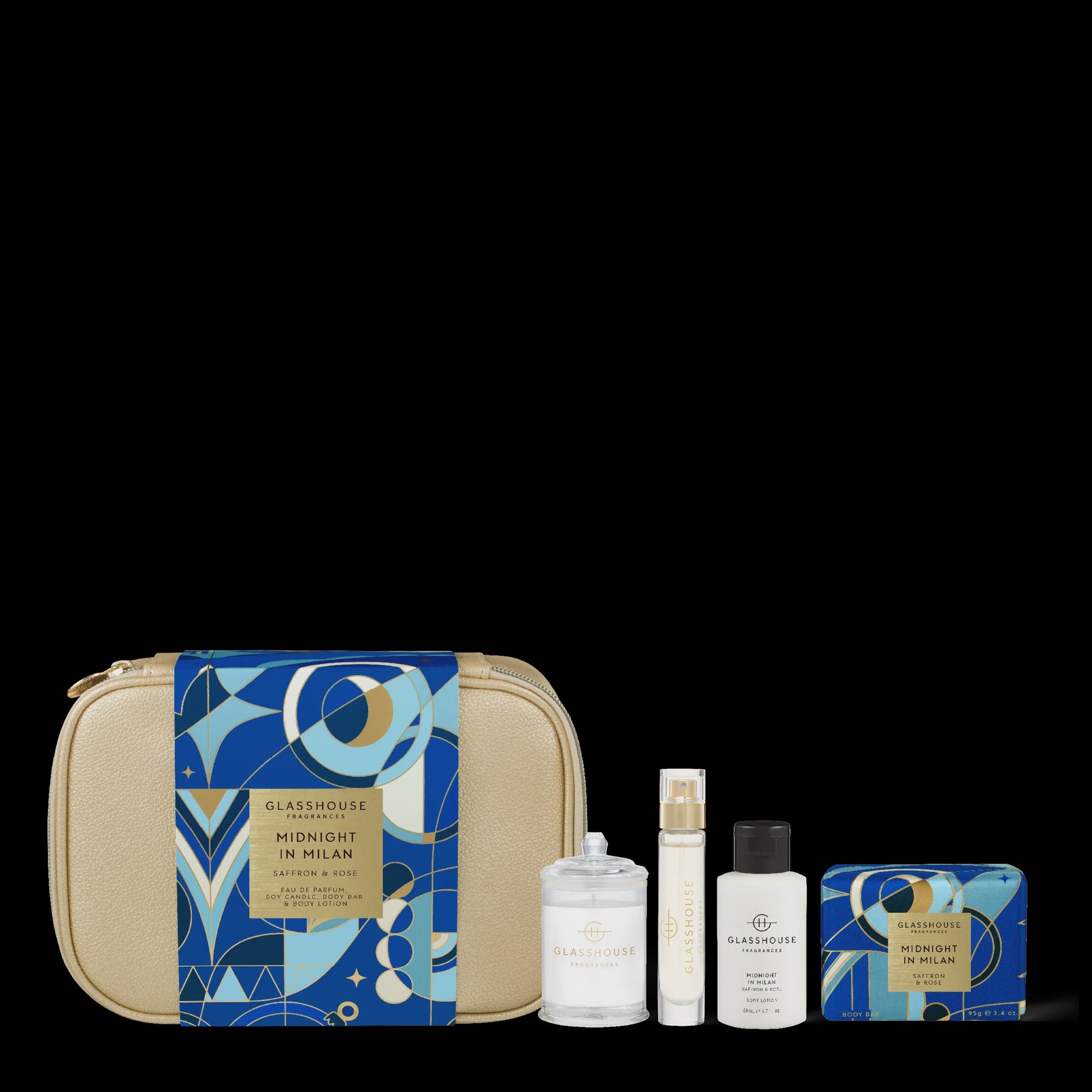 GF Fragrance Travel Set - 60g Candle, 14ml EDP, 95g Body Bar, 50ml Body Lotion - Christmas - Midnight in Milan - X24