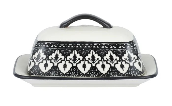 Aleah Cer Butter Dish Blk/Wht