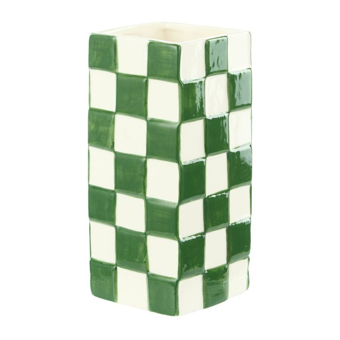 Lulu Coll Check Vase 29.99 P  9.5x19.8cm Green