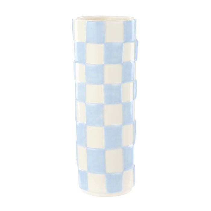 Lulu Coll Check Vase 29.99 P  10.5x28.2cm Blue