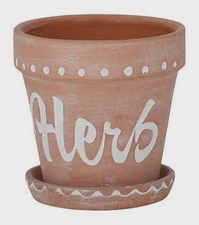 Ceramic Pot w Saucer Terracotta - Herb